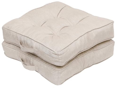 RACE LEAF Armchair Booster Cushion Large Firm 45 x 45 x 10cm Square Seat Pad, Garden Chair Pad, CushionNon-slip particles added to the bottom 2Pcs（Beige）…