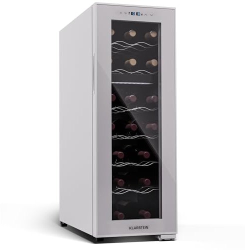 KLARSTEIN Cantinetta Vino Refrigerata a Zona Doppia per Interno/Esterni, Frigo Bar, Cantina Vino con Porta in Vetro, Mini Frigo Silenzioso, Frigorifero Piccolo Touch Control, 5-18°C, 18 Bottiglie
