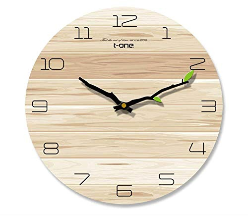 BONOOL Horloge en Bois européenne Horloge Horloge Chambre muet Mode personnalité Tableaux muraux en Bois Minimaliste annuel Art Horloge Murale (Couleur : Argento)