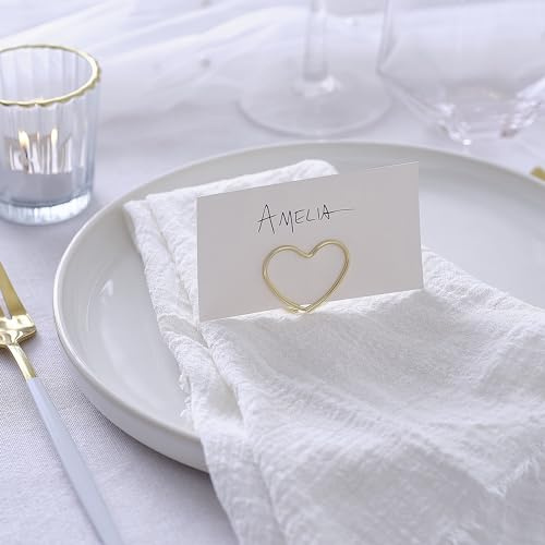 Ginger Ray Gold Metal Heart Shaped Place Card Holders Wedding Table Decorations 6 Pack