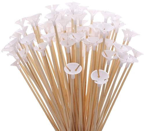Toyland® Pack of 100-32cm (12.5) Bamboo Balloon Sticks & Cups - Eco-Friendly, Reusable & Recyclable - Celebration & Party Decoration