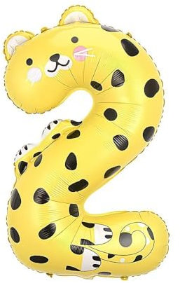Vthoviwa 40 Pulgadas Globo Numero 2 Animales, Globos 2 Cumpleaños Fiesta 0123456789,10-19,20-25,30,40,50,60,70,80,90, Número 2 Decoración Fiesta Del Aniversario Soporte Helio