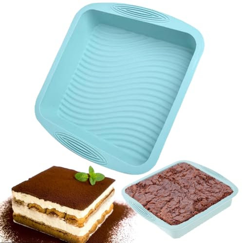 LANYOTA Silikon Backform Brownie Kuchenform, 26x25x5cm Brownieform Eckig,Antihaft Backformen, Silikonformen zum Backen von Brownies Tiramisu