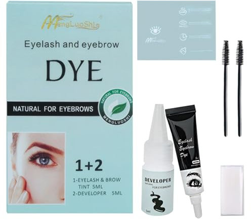 Eye Brow Tint Kit - 38g Black Eyebrow & Eyelash Dyeing Set - Semi-Permanent, Lasts 4-6 Weeks - DIY & Salon/Home Use