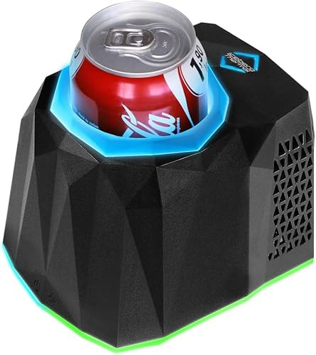 FROSTFUEL Raffreddatore Termoelettrico Compatto per Lattine, 35 ml, Illuminazione LED RGB Regolabile, Indicatore di Temperatura