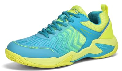 Xuanke Tennisschuhe Halle Herren Atmungsaktiv rutschfest Sportschuhe Damen Badminton Schuhe sandplatz Trainerschuhe (Grün Gelb, Erwachsene, 39, Numerisch, EU Schuhgrößensystem, Breit)