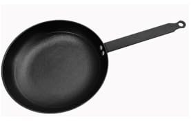 Baumalu - Poêle à Frire MAESTRO - Fonte d'Acier Émaillée - Tous Feux dont Induction - Résistant Rouille et Rayures - Répartition Homogène de la Chaleur - Manche Fixe Fer Feuillard - Ø32cm - Noir