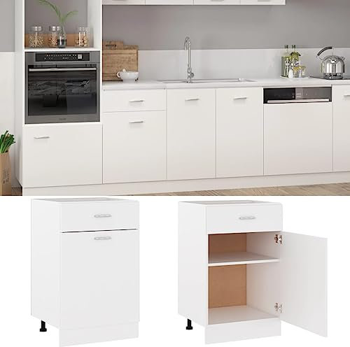Credenza Soggiorno Mobile Cucina Dispensa Mobiletto Bagno Salvaspazio Mobile da Cucina - Armadio con Cassetto Bianco 50x46x81,5 cm in Legno Multistrato per Camera Da Letto Cucina Bagno Esterno