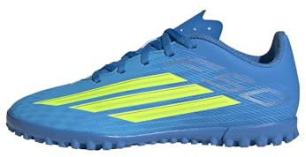 adidas Unisex niños F50 Club Turf Football Shoes Kids, Lucid Ray Blue/Team Solar Yellow 2/Lucid Aquamarine, 28 EU