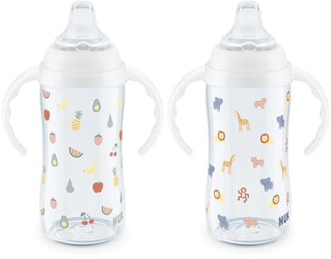 NUK Lot de 2 gobelets pour apprenant, fruits et animaux amusants, collection exclusive Amazon, 300 ml, sans BPA, anti-déversement