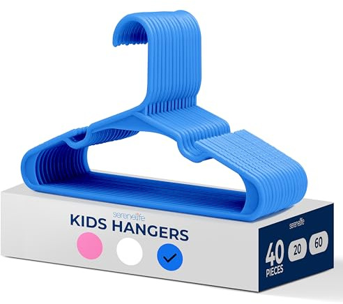 SereneLife 40 Cintres en Plastique pour Enfants – Cintres Antidérapants pour Bébé, Économiseurs d'Espace avec Design Mince pour Organiser Les Vêtements