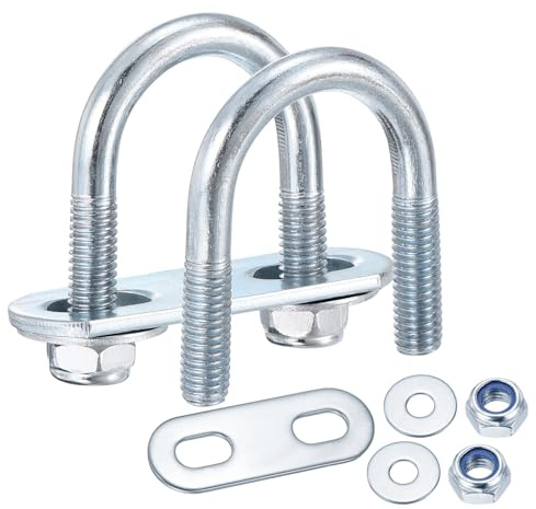 METALLIXITY U Bolts 4Set (M6x22x40mm), Round U Bolt Kits Carbon Steel with Nylon Lock Nut Washers Plates - for Construction, Pipe, Trailer, Automotive, Leaf Spring Fastener