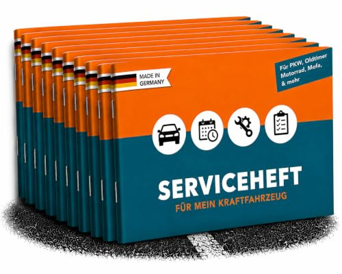 Falkenhorn® Serviceheft Auto | Universal Scheckheft, Inspektionsheft & Wartungsheft für KFZ, PKW, Oldtimer, UVM, 15 Inspektionen, Fahrzeugdaten, Halterwechsel & Notfallnummern, Made in DE, 10er