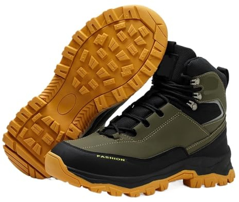 IRGVJIFR Scarponi Antinfortunistiche Scarpe antinfortunistiche da uomo con punta in acciaio, stivali anti-perforazione, resistenti all'usura, lavoro(Green,38)