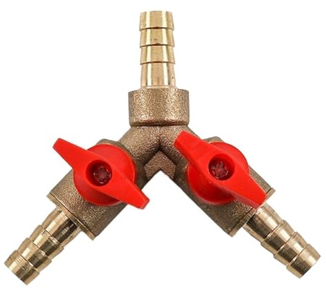 1-PC​ 3-Way Brass Ball Valve with Hose Barb - 8/10/12mm Y-Type Connector for Fuel Gas Water Oil Air Systems(10mm)