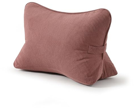 Ailuteie Pat. Pend. Corduroy Back Pillow for Sitting Up & Reading, Ergonomic Triangle Lumbar Support Cushion for Sofa, Armchair & Bed, Removable Cover, Brick Brown