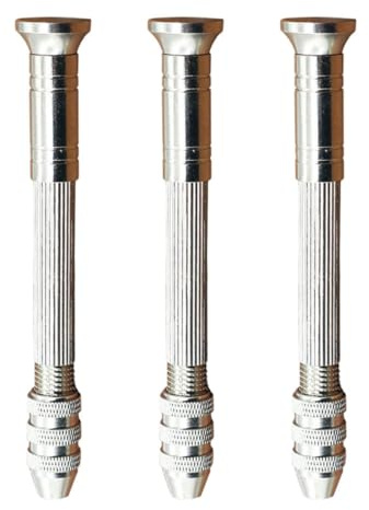 Operitacx Trapano Manuale Fai da Te 3 Pezzi, Mini Trapano a Mano per Lavorazione Legno e Punzonatura, Utensile Artigianale Impugnatura Ergonomica per Modellismo e Intaglio
