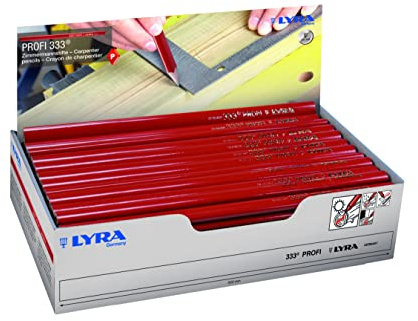 LYRA L4333103, Zimmermannstift 333® oval 30 cm lang, Bleistift in Profi-Ausführung, ideal für Markierungen auf Holz, Display mit 100 Stück