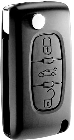 Jongo® CE0523 Schlüsselgehäuse ohne Schlüsselbart, 3 Tasten, kompatibel mit Peugeot 207CC 207SW 307CC 407 607 RCZ Citroen C5 C6 + Stifte