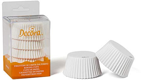 DECORA, 0339742 Pirottini Bianco, Comodissimi Pirottini per Cuocere, Presentare e Regalare Muffin, Resistono fino a 220°, In comodo Blister