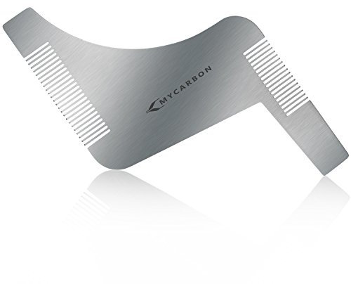 MYCARBON Pettine Barba Forma Uomo in Acciaio Inossidabile Disegno Z per Styling Taglio Barba Pettine da Barba Modellante Portatile