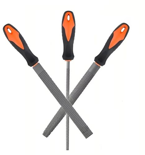 YCAMMIN 8-Holzraspelfeilenset mit Gummigriff-Handgeschnittenes rundes, halbrundes und flaches Raspelfeilenset - Gebogene und flache Werkzeuge (3 Stück) Die Farbe des Packbeutels ist zufällig