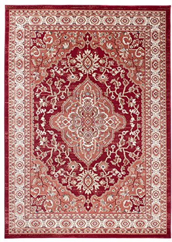 Carpeto Groß Teppich Flur 250x350cm Rot Klassisch Traditionell Weich | Teppich für Eingangsbereich Küche Büro Wohnzimmer Schlafzimmer Pflegeleicht Fußbodenheizungsgeeignet Mittelflor Synthetisch