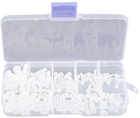 Kit d'Assortiment de Vis, 150 Pièces M2-M5, Écrous et Rondelles en Nylon, Polyamide, Boîte de Rangement 13x7x3cm