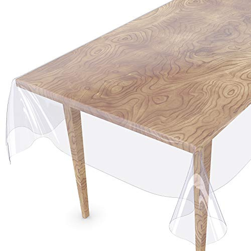 ANRO Tischdecke Transparent abwaschbar Durchsichtig Folie mit Saum in ohne Einfassung Glasklar Tischfolie Tischschutz PVC Schutzdecke wasserabweisend 200x140cm 0,5mm