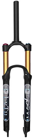 LvTu 140MM Federweg Mountainbike MTB Federgabel 26/27,5 Zoll Gabel, WQ-002 Leicht Legierung 1-1/8 Luftgabel - Schwarz (Color : Straight Manual Lockout, Size : 26 inch)