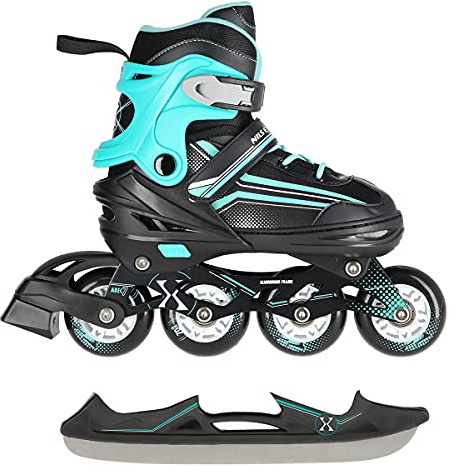 2in1 Inlineskates/Schlittschuhe Nils Extreme Lucky Schwarz/Blau ABEC7 Gr. 39-43 verstellbar