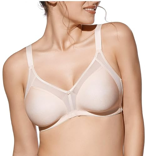 Selene, Sujetador Moldeador para Mujer con Inserciones de Tul, con Aros y Sin Relleno, Colección Estela, Color Rosa, Talla 115C