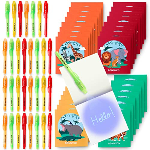 BONNYCO UV Stift und Notizbuch, 32 Stück Dschungel Mitgebsel Kindergeburtstag Junge und Mädchen. Kindergeburtstag Gastgeschenke, Kleine Geschenke für Kinder. Adventskalender, Safari Geburtstag Deko