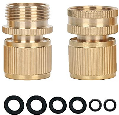 Brass Garden Hose Tap Connector - 3/4 Female & Male Quick Connector for Expanding Hose and Garden Irrigation