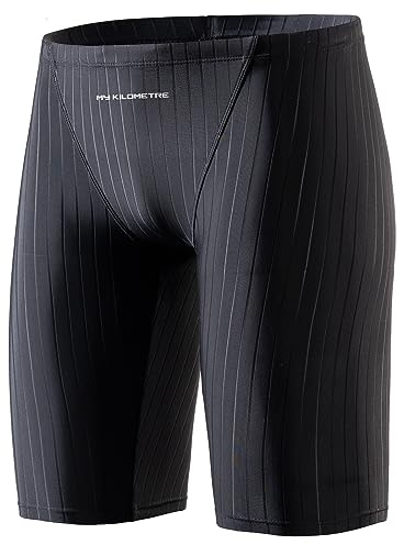MY KILOMETRE Herren Jammers Lang Badehose Schwimmen Badeanzug Jammer (DE/NL/SE/PL, Alphanumerisch, XL, Regular, Regular, Pures Schwarz)