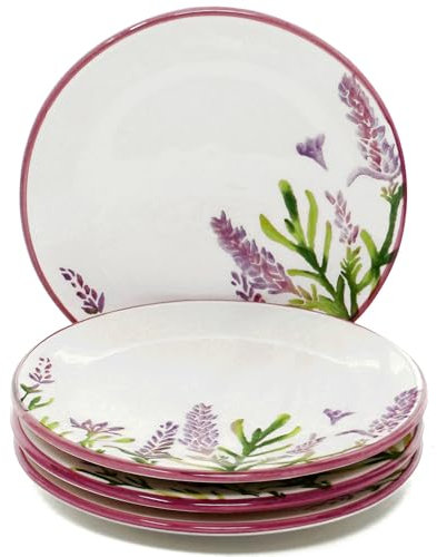 Lashuma runde Kuchenteller 15 cm Ø, Frühstücksteller lila Lavendel, Brotteller Set 4 teilig