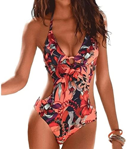 TBSCWYF Costume da Bagno Donna Intero Sexy Tinta Unita Bikini Donna Push up Un Pezzo Costumi Interi Donna con Tracolla Regolabile Estate Beachwear Donna Costume da Bagno Push Up Imbottito Reggiseno