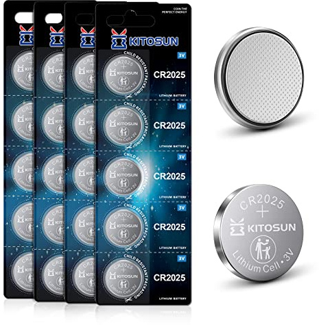 Kitosun Batterien Knopfzellen CR2025 3V - Lithium Coin 3-Volt 2025 Knopf Batterie für elektronische Kleingeräte Autoschlüssel Fernbedienungen LED Kerzenlicht Waagen medizinischen Geräten (20 Stück)
