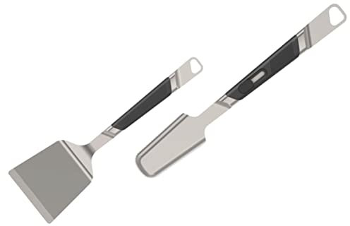 POWERHAUS24 Premium Edelstahl Grillbesteck Set 2-teilig, Spatel & Grillzange, lebensmittelsicher & spülmaschinenfest, aus der Quantum-Serie
