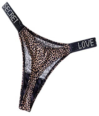 JACTZ Perizoma Donna Raso Ricamo G String Thongs Panties Donne Brief Vita Bassa Biancheria Intima delle Donne Lingere Panty-Leopard Thong,M,3Pc