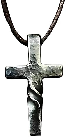 VAAC Collier avec pendentif en forme de croix torsadée, collier avec pendentif en forme de croix forgée à la main, bijou cadeau