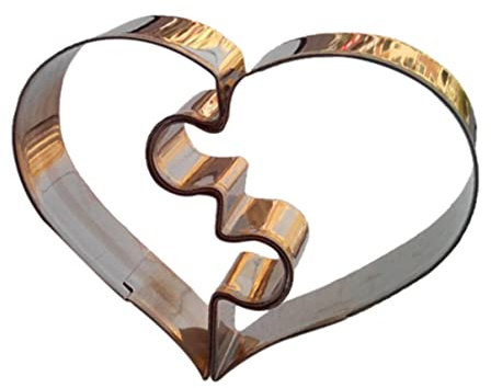 BESTonZON 2pcs Valentine's Day Heart Shaped Cookie Cutters Stainless Steel Puzzle Mold for DIY Baking