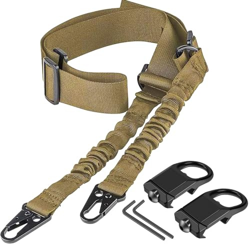 Tactique Deux Point Sling-Lot de 2 Picatinny QD Sling Pivotant Supports Bandoulière Réglable pour Fusils-Quick Release et Base de Montage Inclus