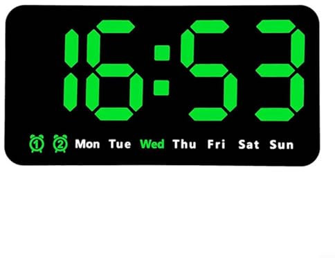 High-Definition LED Display Radio-Controlled Alarm Clock with Projection Temperature Display (Green)