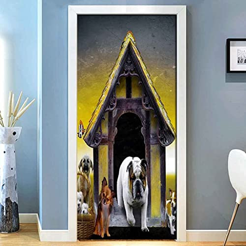 Türaufkleber Türtapete Türbilder Türposter Selbstklebend 3D Tierischer Welpe 95 X 210 Cm Pvc Wasserdicht Abnehmbare Wandbilder Für Schlafzimmer Haus Bad Wc Büro Dekoration - Türwandaufkleber