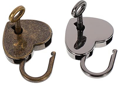 Veemoon Herzförmiges Wunschpaarschloss Aus Rostfreiem Metall Dekoratives Gepäck Und Taschenhängeschloss Für Reise Und Aufbewahrung 2 Stück (holzton Antikbronze)