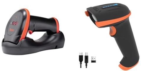 Tera Barcode-Scanner Bildsensor 2D 1D QR Wireless 2,4 GHz mit Ladestation USB-Kabel Digitaler-Bildscanner & Barcode Scanner 1D 2D QR Wireless Kabellos 2,4 GHz + Wired USB 2,0 Kabelgebunden Handscanner