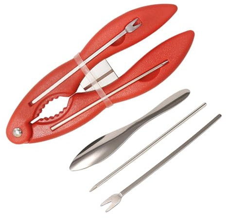 Lobster Crackers and Picks, Crackers and Crab Tools Set | 4 Stainless Steel Crab Tongs Picking Tools,Non-slip Ergonomic Seafood Tools, Nutcracker Pipes