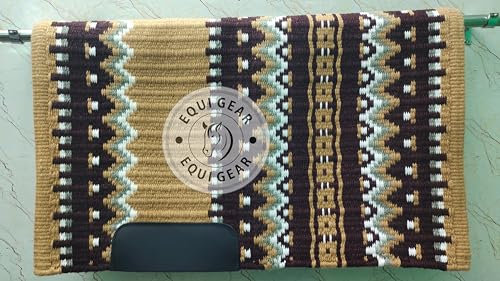 EQUIGEAR Western Show Horse Satteldecke aus neuseeländischer Wolle, Western-Design, handgefertigte Satteldecke, Wollpolster, Sensor Flex (Anpassung möglich) AQ116 (36 x 40)