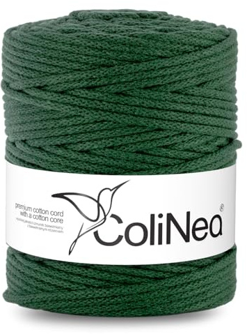 ColiNea Baumwollkordel mit Baumwollkern 5 mm 200m Baumwollgarn DIY Makramee Stricken Cotton Cord ideal für Makramee Handwerk Baumwollseil für Basteln (Flaschengrün)